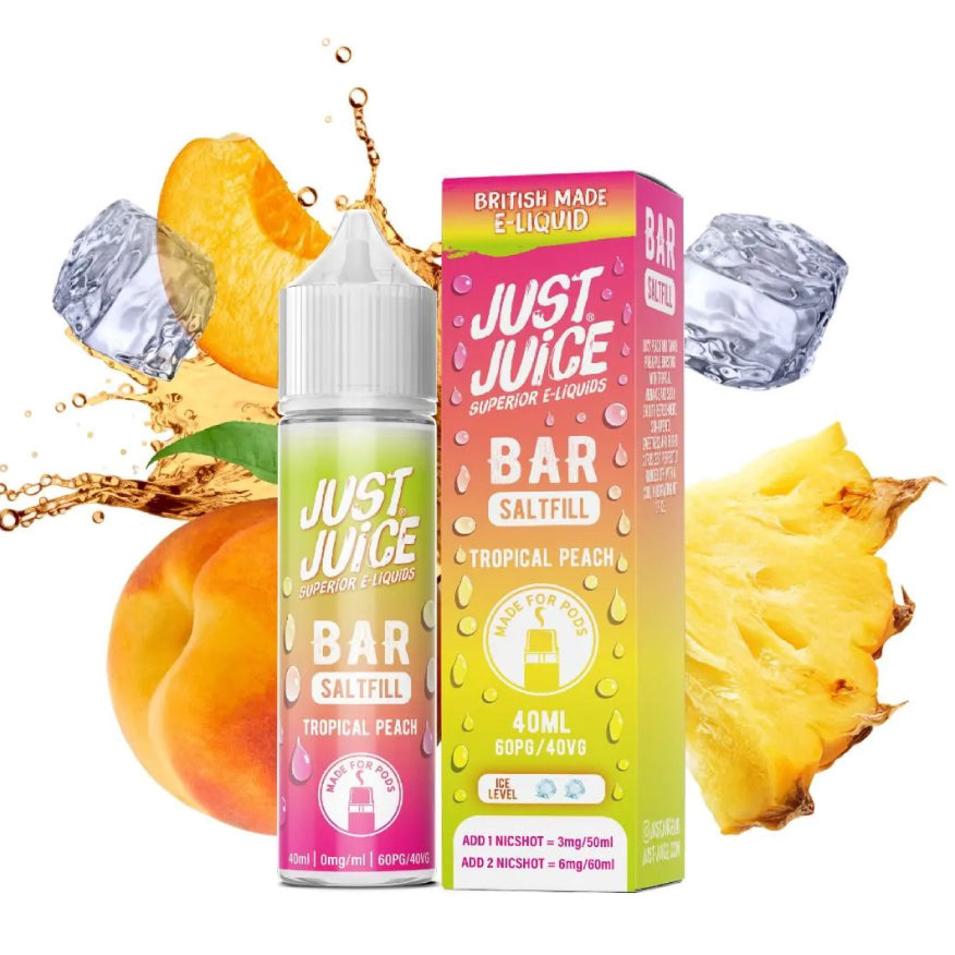 Just Juice Bar Saltfill Tropical Peach 40ml | 2 x 16 | FREE UK Delivery! Vape Hound Ltd Just Juice Bar Saltfill Tropical Peach 40ml | 2 x 16 | FREE UK Delivery! Vape Hound Ltd